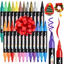 TBC 24-Color Dual Tip Acrylic Paint Markers - Waterproof, Non-Toxic Art Set