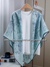 Sallys 70% Cashmere & 30% Silk Wrap Scarf Carriage Print Double Face Shawl 53"