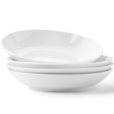 OniAnt Bone China Pasta Bowls Set of 4, 23.5oz Soup White 