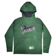 AND 1 Baseline Sweater Mens Large Green Embroidered Hoodie Pullover Basketball