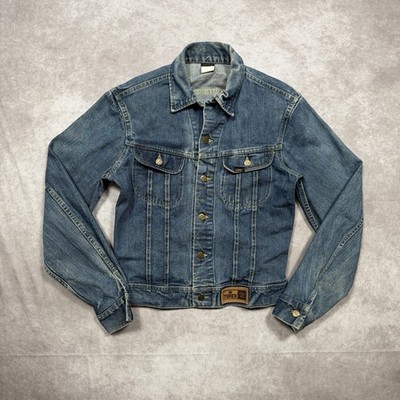 Vintage 70s Lee Rider Denim Jacket Size 38 Mens Small Made In USA GM Terex