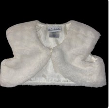 Jona Michelle White Faux Fur Bolero Shrug Vest Girls Size 3T Lined Button