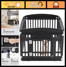 Expandable 4-Panel Dog Playpen - 24" Durable Pet Fence for Small Medium Dogs, In