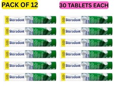 12 Pack Steradent Tablets Active Fresh 30 Tabs Each, Cleanse Dentures In 3 Mins