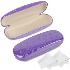 Glasses Case, 2 Pack Eyeglass Case with Cleaning Cloth, Glasses Case Hard Shell