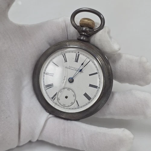 1896 Waltham 7J Grade No. 1 Model 1883 18S Antique Pocket Watch Coin Silver