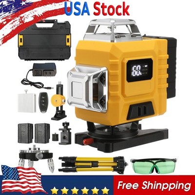 4D 16 Lines 360 Self Leveling 2 Batteries US Green Laser Level Kit