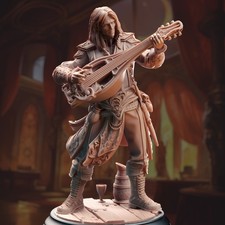 Human Bard Miniature 3D Printed Resin DnD Figurine for Tabletop TTRPG Pathfinder