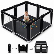 Foldable Playpen for Babies and Toddlers, 50"x50" Portable Play Yard with Mat...