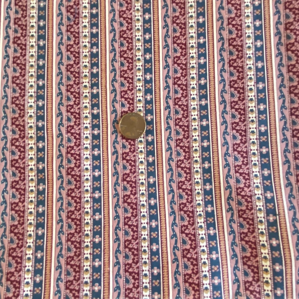 2.5码复古迷你条纹面料红色蓝色绗缝棉 — 第 2/4 张图片