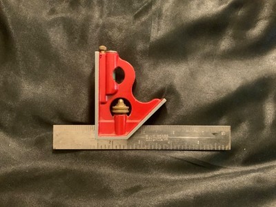 Rare Vintage Blue Grass 6 inch combination square Belknap Inc. KY USA Red