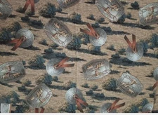 Buckle/Concho/Rodeo Cattle Drive Fabric Western 2yds Vintage