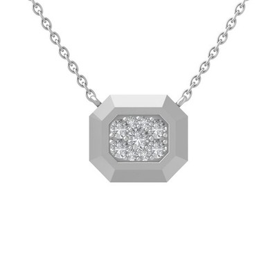 Halskette mit Anhänger 0,16 kt natürlicher Diamant Sterlingsilber 18 Zoll Silber Kabelkette
