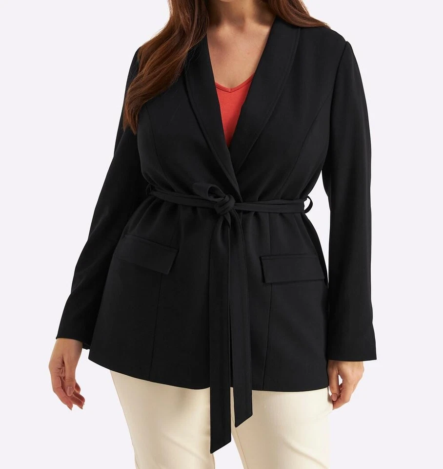 sheego Damen Shirtblazer Jacke Schalkragen Langarm Gefüttert schwarz Gr. 54 NEU - Bild 1 von 4