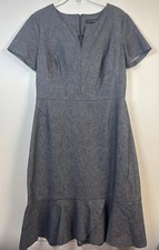 Banana Republic Gray Short-Sleeve Ruffle Hem Dress Size 8