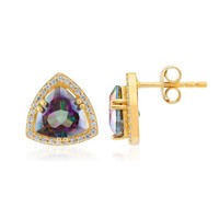 Cavill Quarz Ohrringe 2,7Ct Vergoldet 925 Silber Dreieckig 11Mm Zirkon