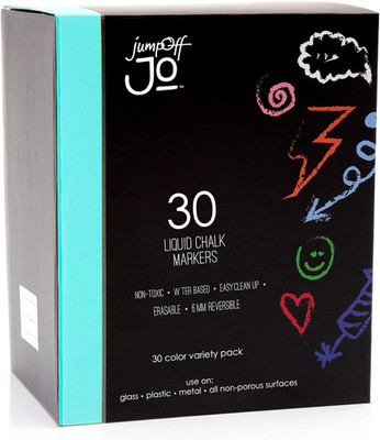 JumpOff Jo Liquid Chalk Markers, Reversible Chisel & Round Tip, 30 Colors