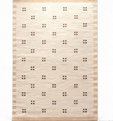 Handwoven Wool Kilim Rug Color Cream Grid, Beige Handmade Design Carpet Rug