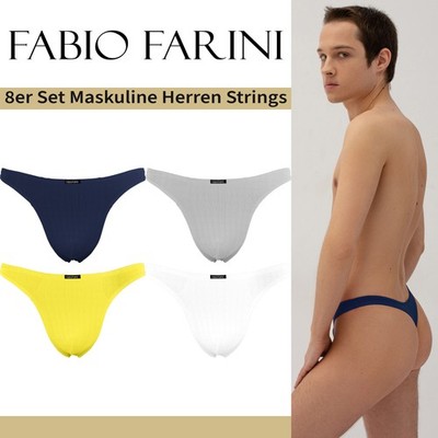 8-er Pack Fabio Farini Herren Strings Tanga kräftige Farben