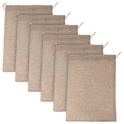 6pcs Reusable Vegetable Drawstring Bags Multifunction Linen Bags Root Burlap
