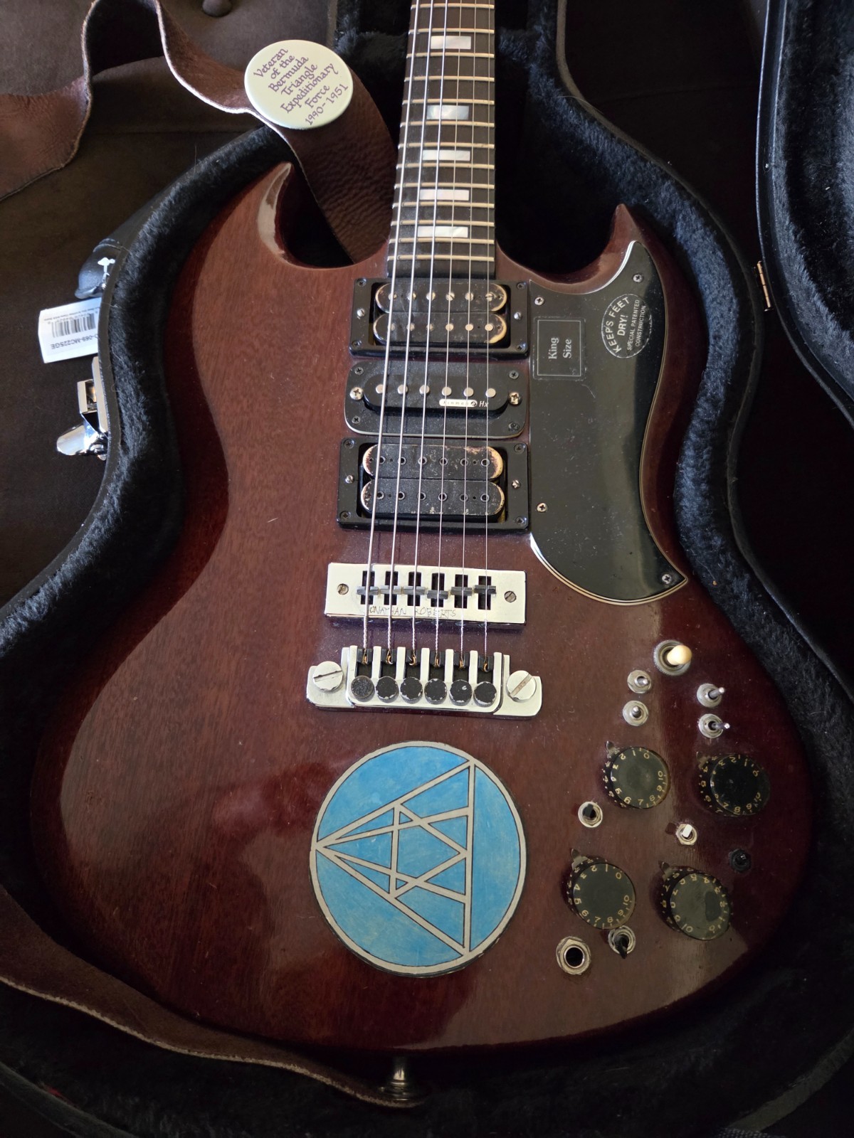 1970-1975 Gibson SG 3-Pickup Cherry Finish Electric Guitar Modifications & Case