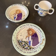 Ole King Cole Nursery Rhyme Sylvia Long Feeding Set, Portugal, Plate, Bowl, Cup