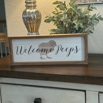 Welcome Peeps Wooden Sign Cottagecore Farmhouse Decor Spring
