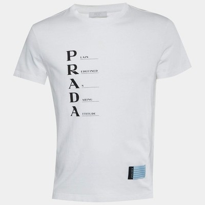 Prada White Cotton Acronym TShirt M