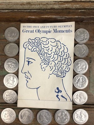 Coca-Cola 1972 US Olympics 15 Silver Tone Medallions Booklet Franklin Mint READ