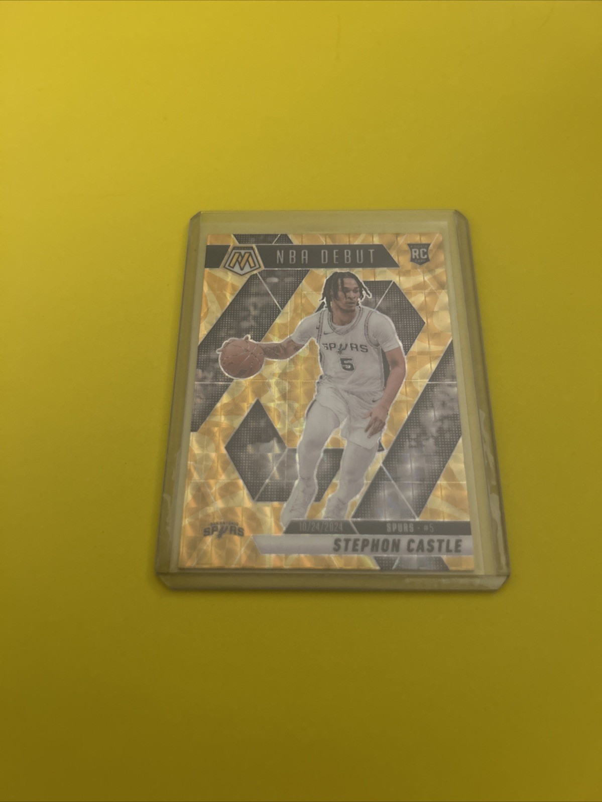 2024-25 Panini Mosaic NBA Debut Stephon Castle #267 Reactive Yellow Mosaic (RC)