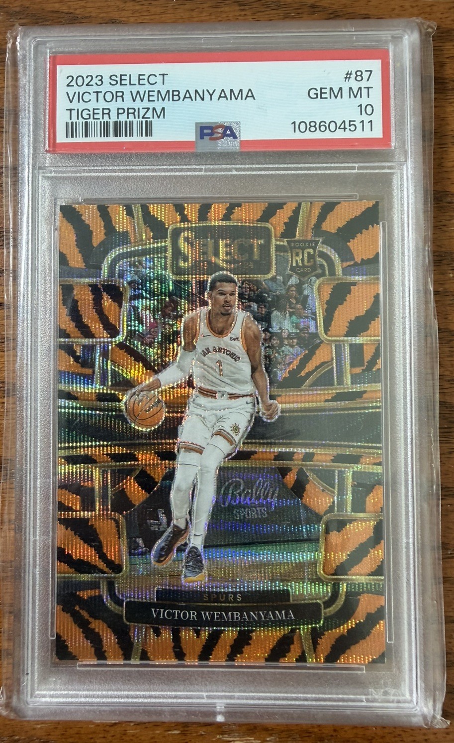 2023 PANINI SELECT TIGER PRIZM #87 VICTOR WEMBANYAMA PSA 10 ROOKIE CASE HIT