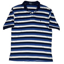 Polo Ralph Lauren Polo Shirt Mens Small Blue White Stripe Short Sleeve Casual