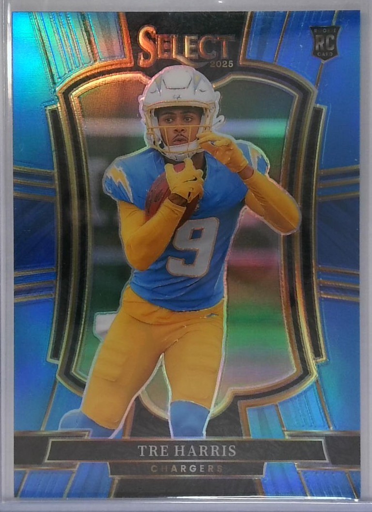 2025 Panini Select #101 Tre Harris RC Light Blue Prizm /99 San Diego Chargers