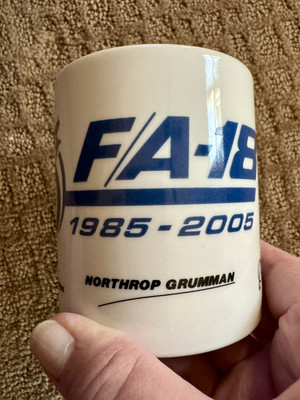 1985-2005 Boeing F/A-18 20 Year Commemorative Coffee Mug Northrop Grumman