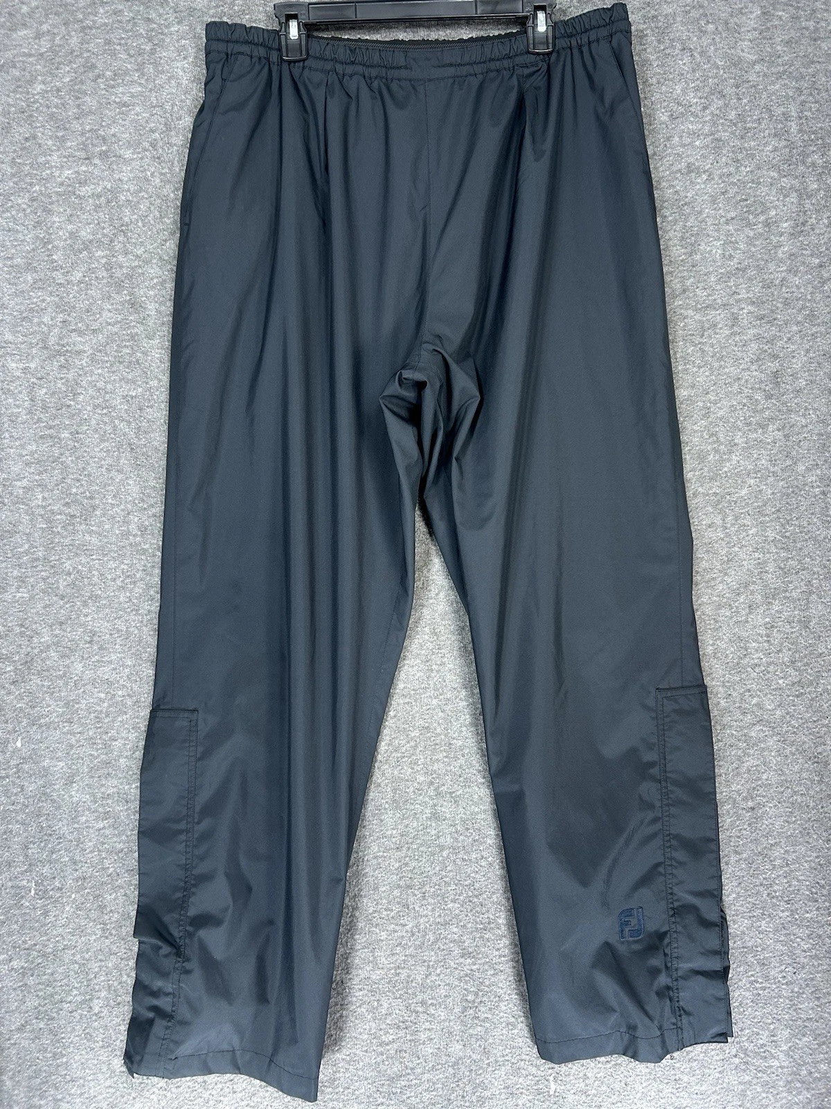 FootJoy DryJoy Pants Mens XL Black Rain Windbreaker Golf Ankle Zip Drawstring
