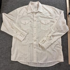 Gibson Trading Co. White Striped Long Sleeve Shirt - Size L Pearl Snap