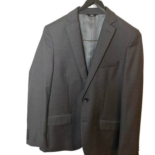 Mens Charcoal Grey Two Button Blazer Jacket Classic Fit Professional Suit Coat
