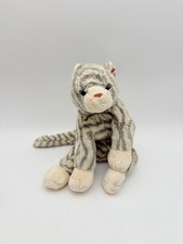 TY Classic Cat Plush Silver Striped Kitten Stuffed Beanie Buddy 1999 - 12  