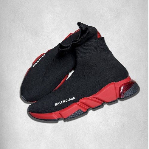 9M US (42) | Balenciaga Speed Trainer Clear Sole Black Red
