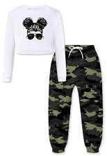 Girls' Clothing Sets Crop Top  Cargo Jogger Pants 2 Piece Outfit, White gree...