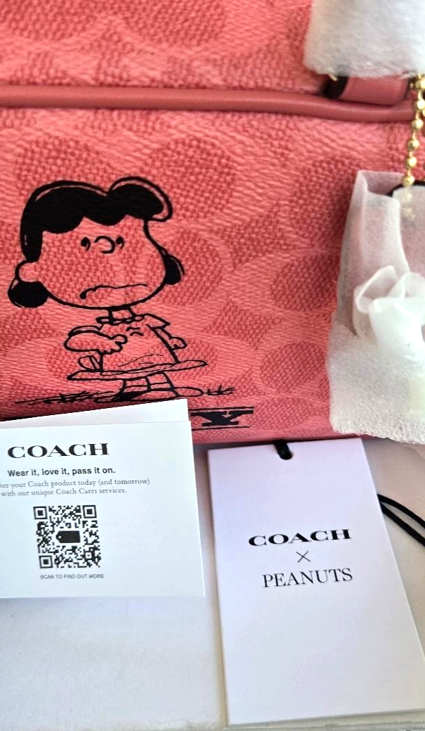 Coach x Peanuts Lucy Satchel Coral — Rare Collab — NWT