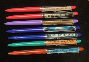 Lot of 7 Floaty Pens National Parks Made In Denmark Yosemite Tetons Wind Cave…