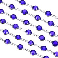 2 StüCk 2 Meter Strasskette, Blaue Perlenkette Mit Versilbertem Messing