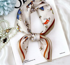 100 Silk Mulberry 53X53cm Scarf For Women Neckerchief Wrap fine horse Print new
