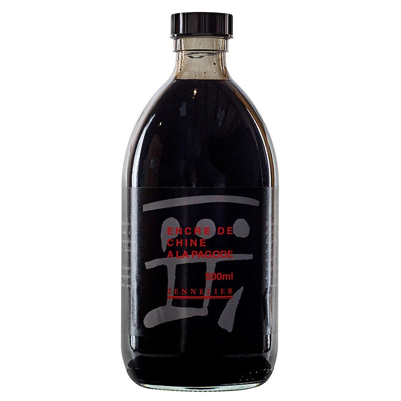 Encre de Chine noire flacon 500ml Sennelier pour dessin calligraphie et lavis
