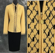 BEAUTIFUL St John collection jacket knit yellow black suit blazer 2