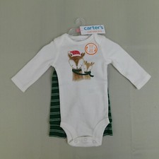 Carters Reindeer Stripe Christmas Bodysuit Pants Coordinate Set - Newborn 3128