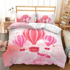 Image of Pink Love Duvet Quilt Cover Pillowcase Set Single Double King Bedding Gift UK