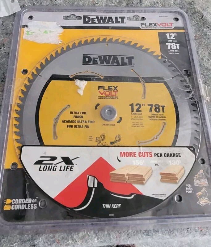 DEWALT DWAFV31278 Flexvolt 78T Miter Saw Blade, 12"