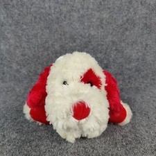 Puppy Love Dog Plush Red Spot Long Ears White Floppy Laying Stuffed Animal